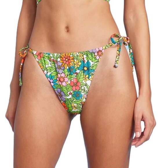 wild fable Other - Wild Fable Multi Floral Side-Tie Ultra High Leg Cheeky Bikini Swim Bottom